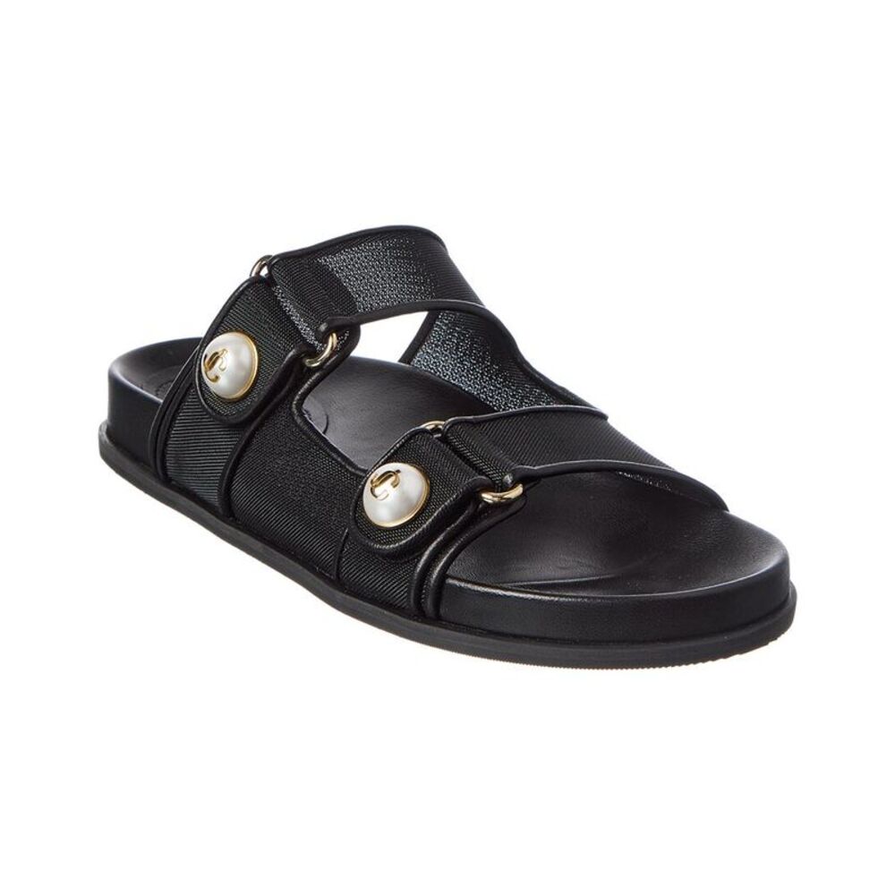 Jimmy Choo Fayence Leather & Mesh Sandal, Black